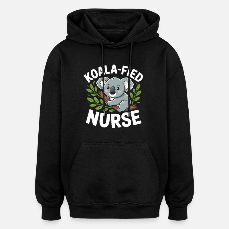Koala nurse in the tree - Oversized Unisex Hoodie - black