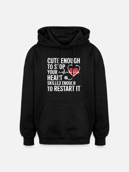 Heart Restart: Cute and Strong - Oversized Unisex Hoodie - black
