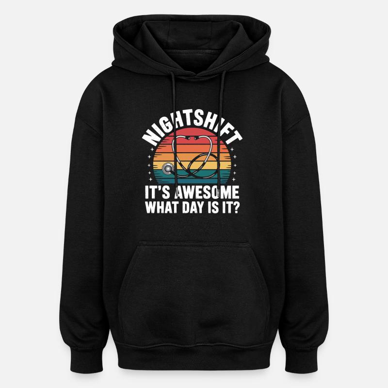 Stéthoscope rétro de nuit - Sweat à capuche oversize unisexe - noir