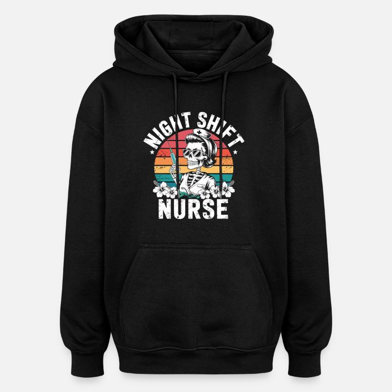 Infirmière de nuit rétro - Sweat à capuche oversize unisexe - noir