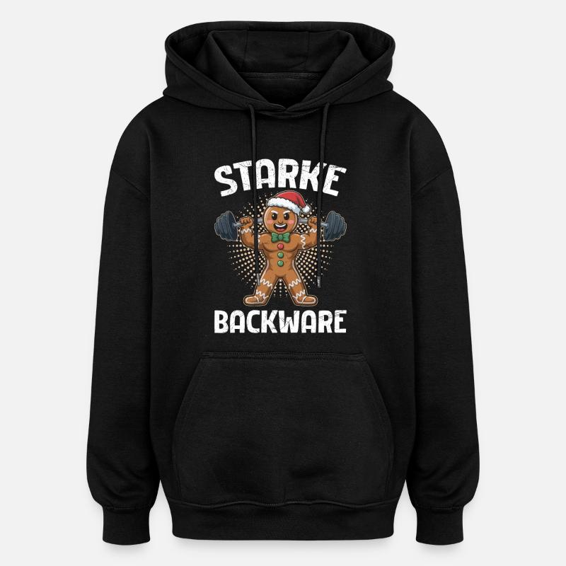 Gingerbread Man STARKE BACKWARE Funny - Oversized Unisex Hoodie - black