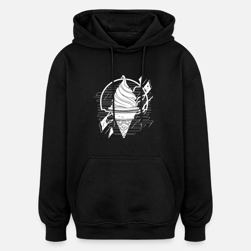 Softeis Zeichnung - Oversized Unisex Hoodie - black