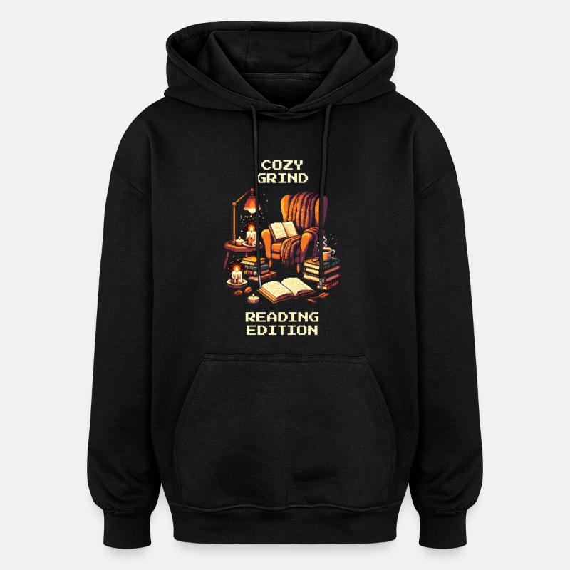 Grind Douillet | Livres de lecture douillets - Sweat à capuche oversize unisexe - noir
