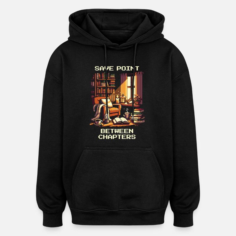 Savepoint zwischen Kapiteln | Lesepause Lesen - Oversized Unisex Hoodie - Schwarz