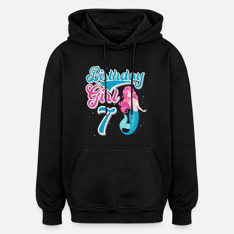 Sirène du 7e anniversaire - Sweat à capuche oversize unisexe - noir