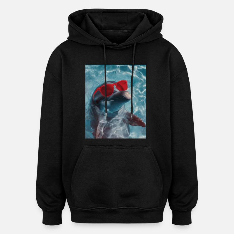 Delfin Sonnenbrille - Oversized Unisex Hoodie - Schwarz