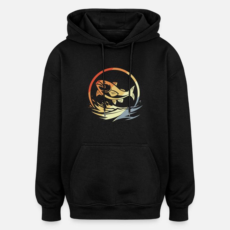 Pêche de style rétro - Sweat à capuche oversize unisexe - noir