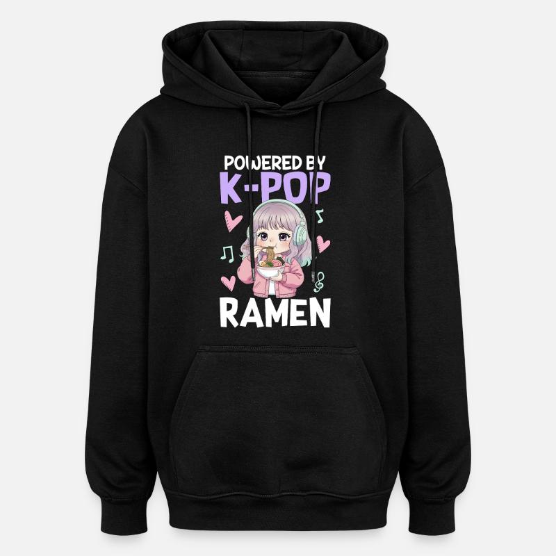 Propulsé par des ramen K-Pop - Sweat à capuche oversize unisexe - noir