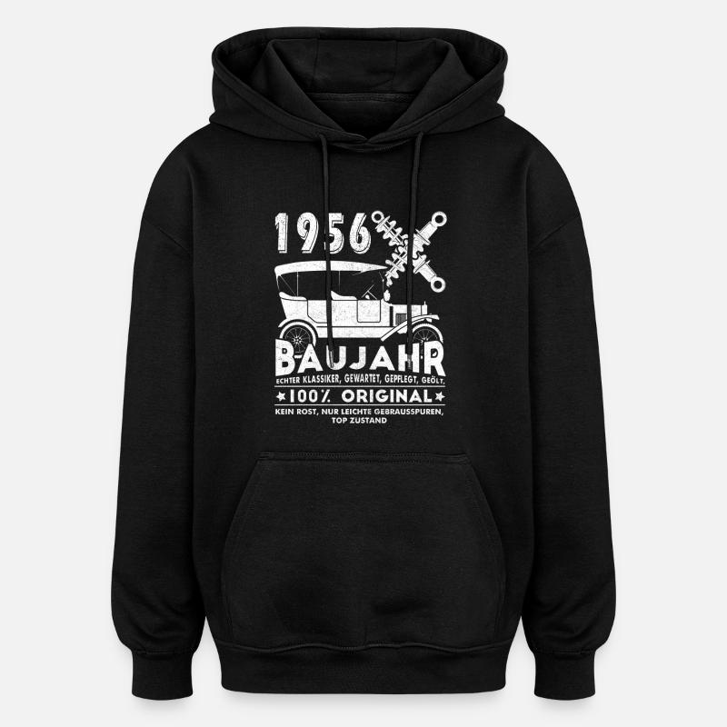 Année de naissance 1956 - Sweat à capuche oversize unisexe - noir