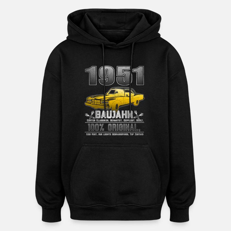 Génération : 1951 Rétro Gift 1951 2026 - Sweat à capuche oversize unisexe - noir