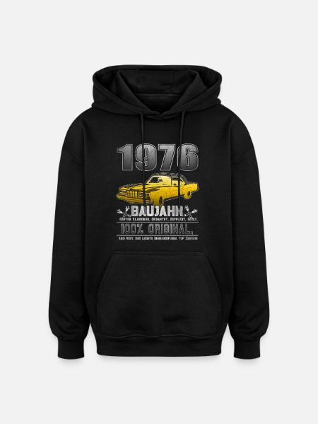 Original 1976 Vintage Born Retro Birthday - Oversized Unisex Hoodie - black