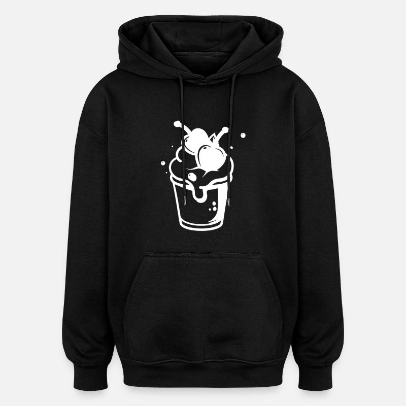 Dessin de coupe glacée - Sweat à capuche oversize unisexe - noir