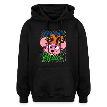 Karnevals Maus | Big Face Kostüm Verkleidung - Oversized Unisex Hoodie - Schwarz - Vorne - Noah (186cm)