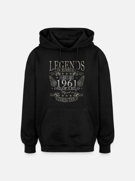 Février 1961 Jubilé 1961 Légendes Février - Sweat à capuche oversize unisexe - noir