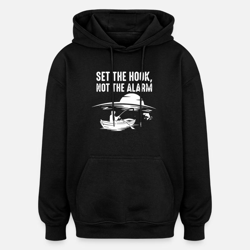 Accroche, pas l’alarme, pêcheur Spruch - Sweat à capuche oversize unisexe - noir