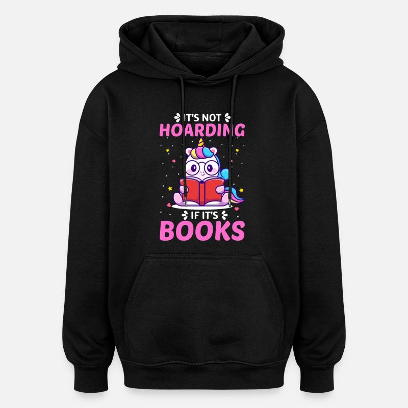 Lesen Bücher Einhorn - Oversized Unisex Hoodie - Schwarz