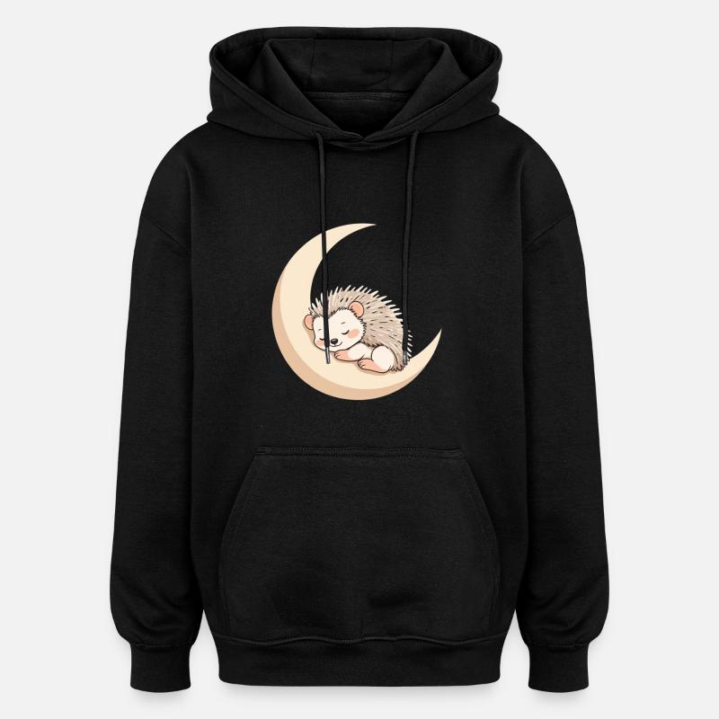 Hérisson du sommeil lunaire - Sweat à capuche oversize unisexe - noir