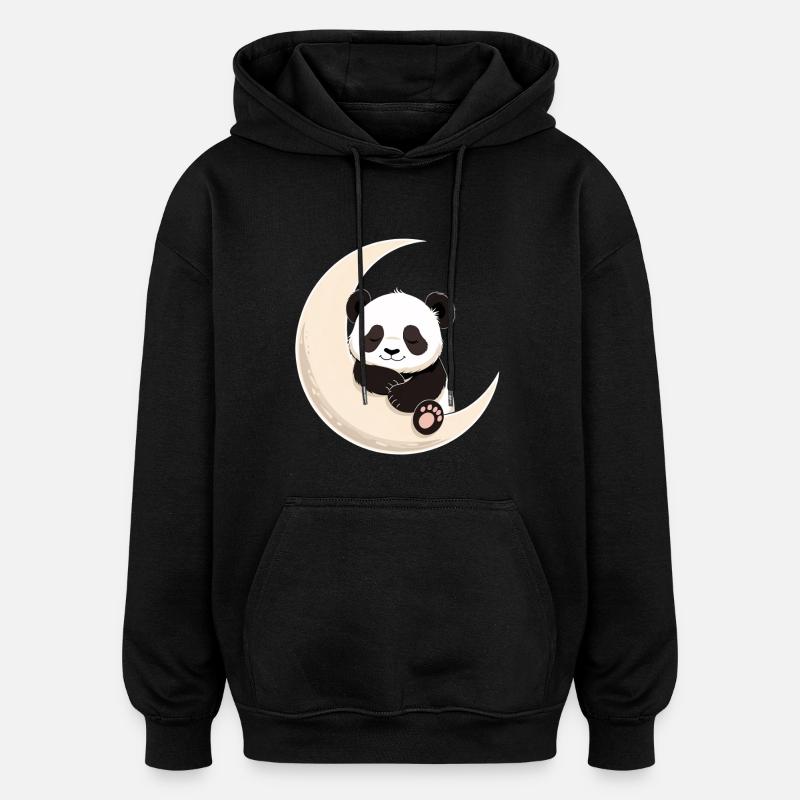 Panda Mondkuscheln - Oversized Unisex Hoodie - Schwarz