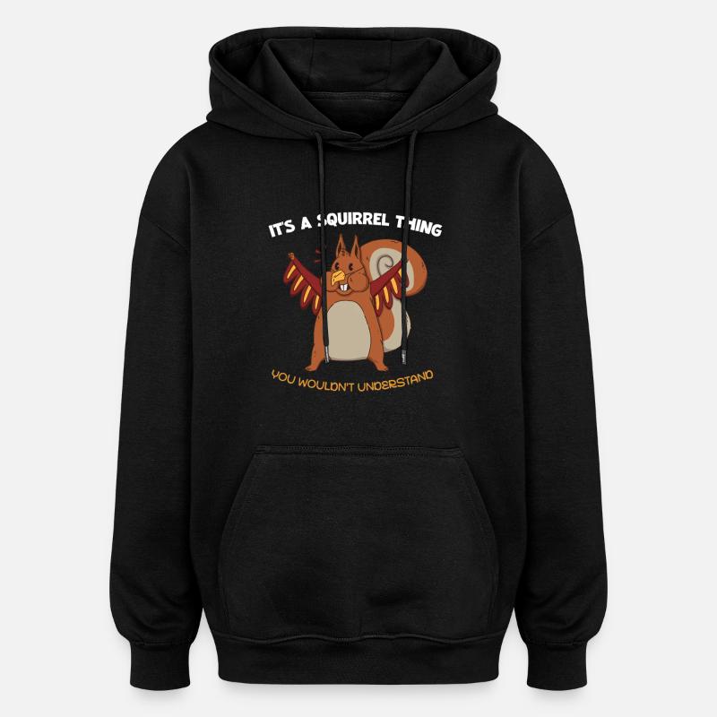 Winged Squirrel Saying - Oversized Unisex Hoodie - black
