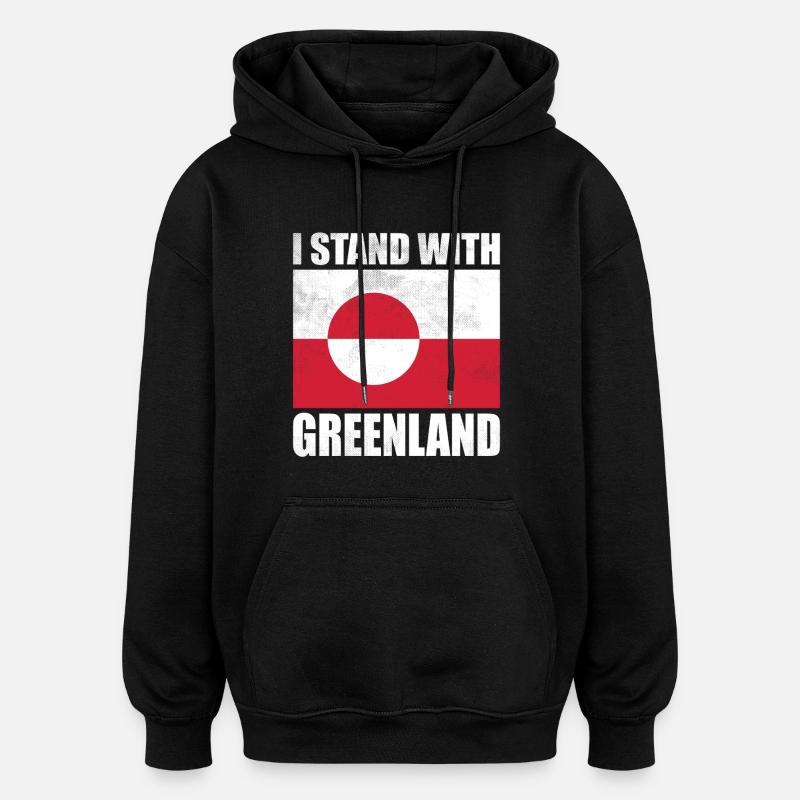 Je soutiens le Groenland - Sweat à capuche oversize unisexe - noir