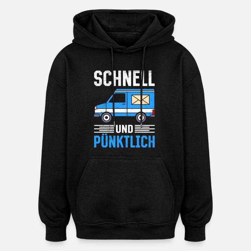 Postman FAST AND PUNCTUAL Fun - Oversized Unisex Hoodie - black