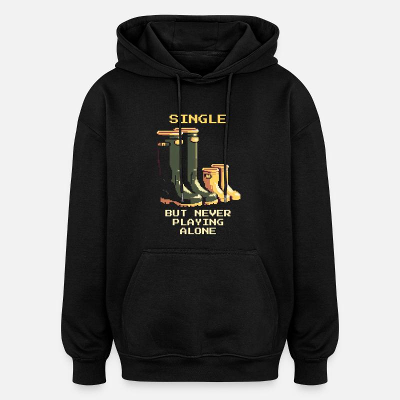 Célibataire, mais jamais seul | Parent célibataire - Sweat à capuche oversize unisexe - noir