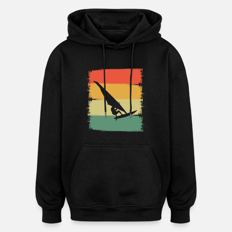 Silhouette de planchiste à voile - Sweat à capuche oversize unisexe - noir