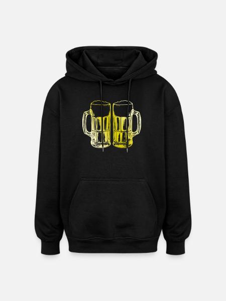 Bier Biergläser Anstoßen - Oversized Unisex Hoodie - Schwarz