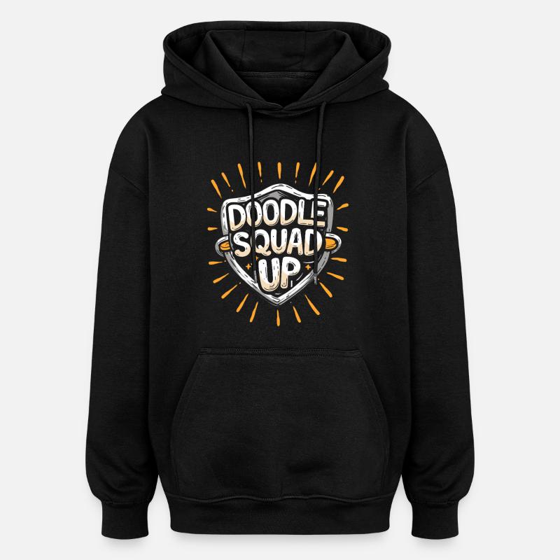 Doodle Squad Up Doodle Drawing - Oversized Unisex Hoodie - black