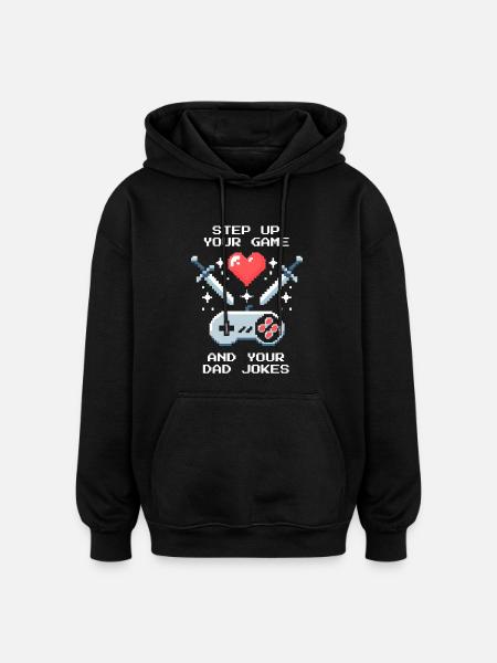 Level up & Papa-Witze | Bonuspapa Patchwork - Oversized Unisex Hoodie - Schwarz