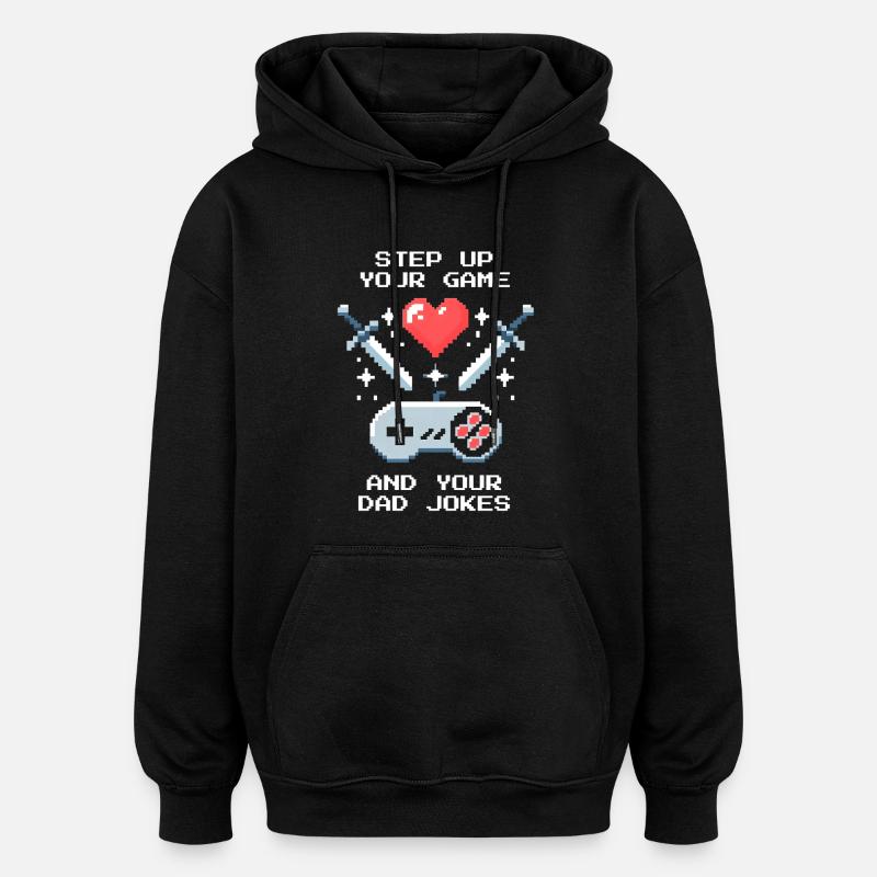 Level up & Papa-Witze | Bonuspapa Patchwork - Oversized Unisex Hoodie - Schwarz