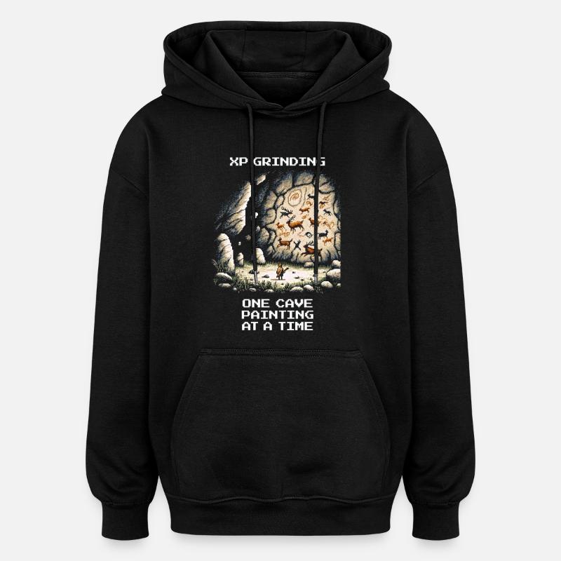 Farming d’XP : Peinture rupestre | Préhistoire - Sweat à capuche oversize unisexe - noir