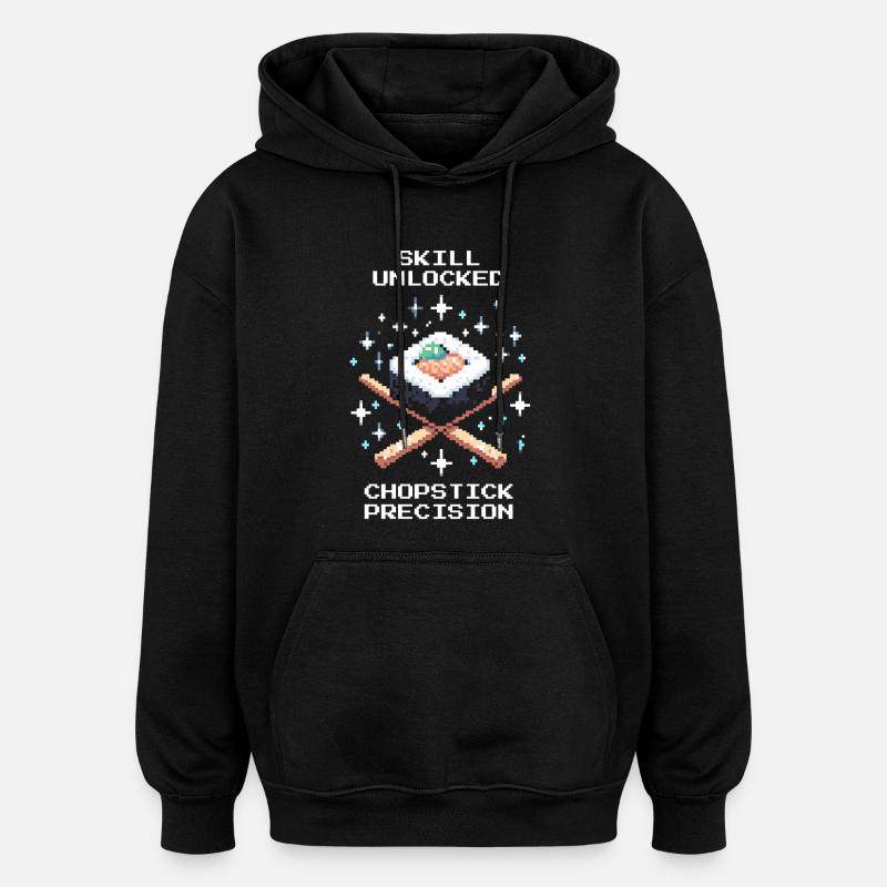 Skill Unlocked | Chopsticks Precision - Oversized Unisex Hoodie - black