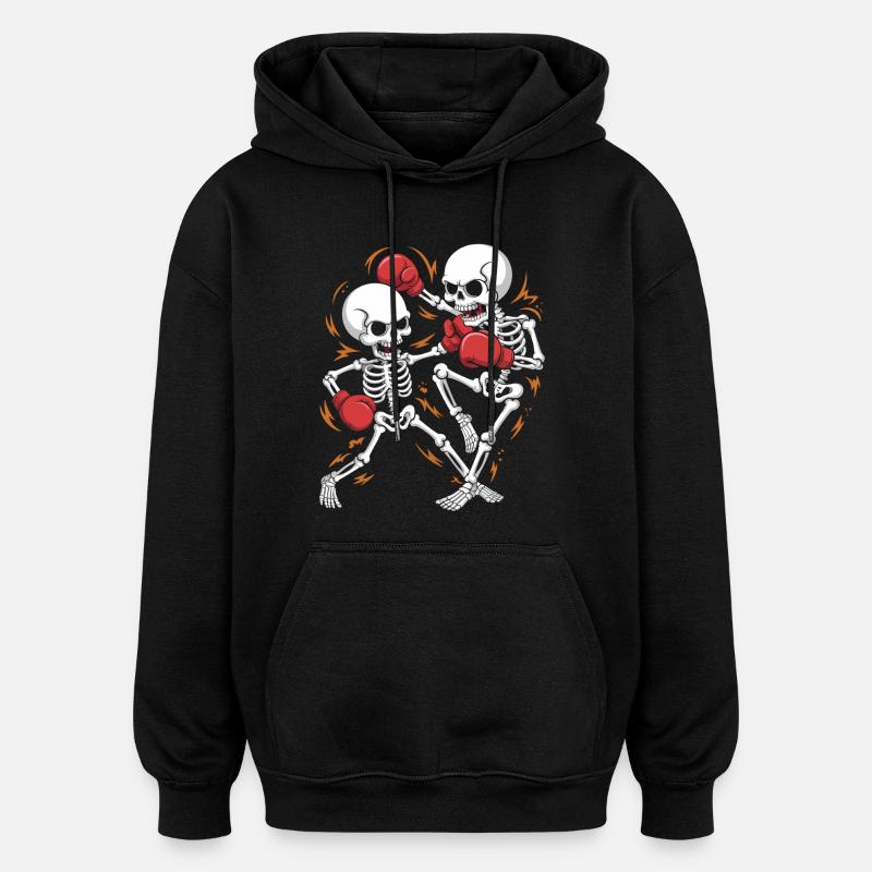 Boxing skeletons in bone rhythm - Oversized Unisex Hoodie - black