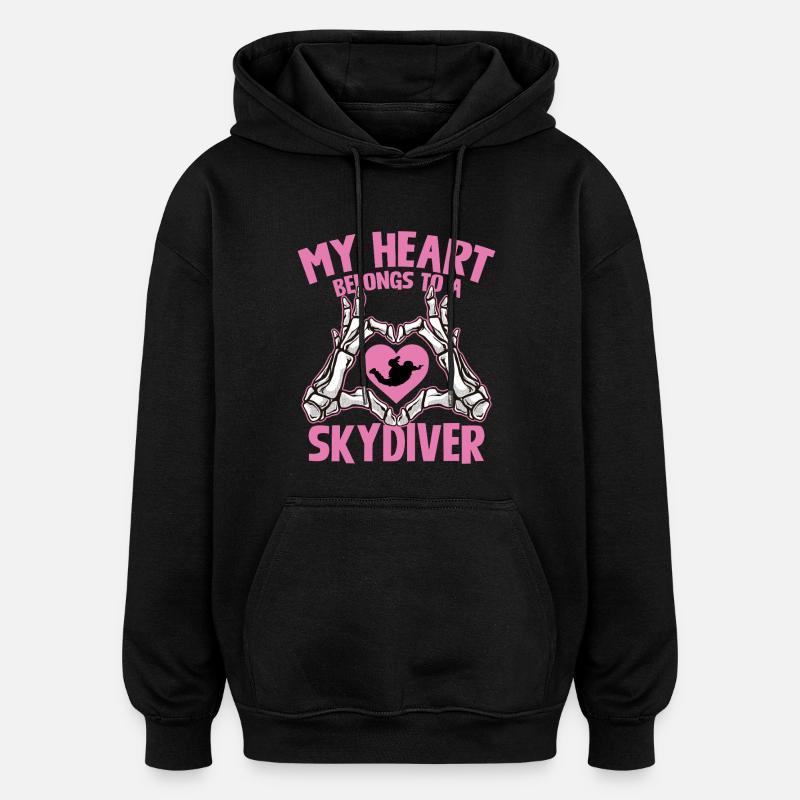 Mon cœur appartient au parachutiste - Sweat à capuche oversize unisexe - noir