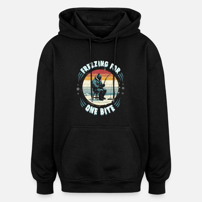 Pêche sur glace - Sweat à capuche oversize unisexe - noir