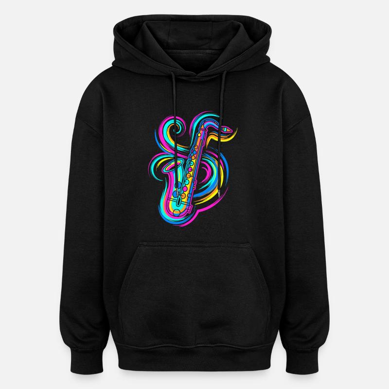 Saxophone - Sweat à capuche oversize unisexe - noir