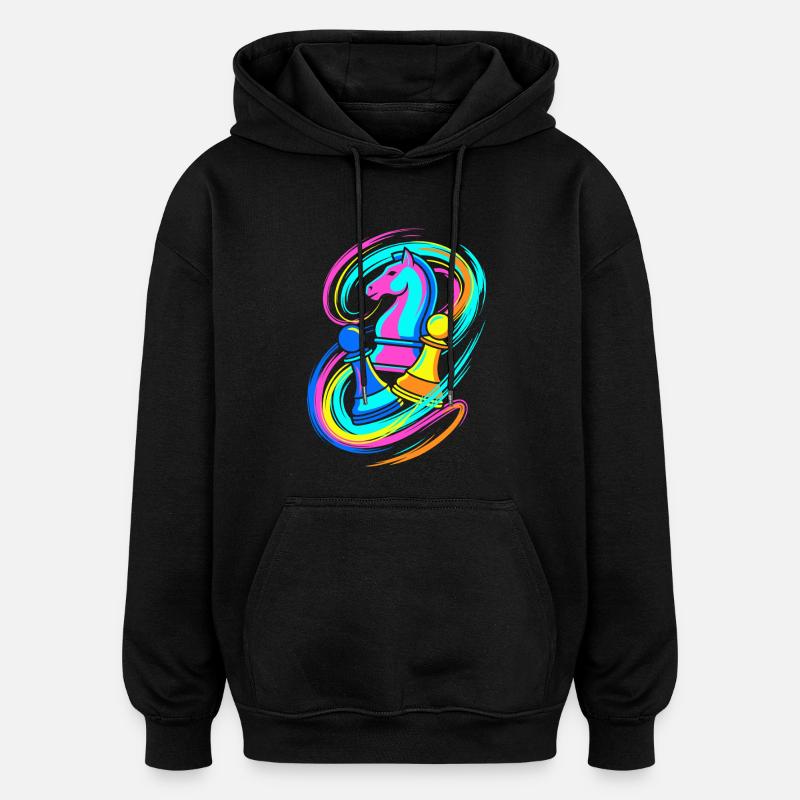 Échecs - Sweat à capuche oversize unisexe - noir