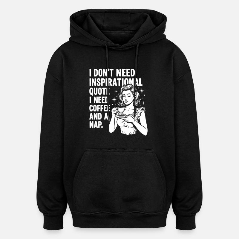Real Coffee Love Nap Statement - Oversized Unisex Hoodie - black