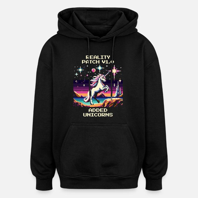 Reality Patch 1.0 | Tilføjet Unicorns - Oversize unisex hoodie - sort