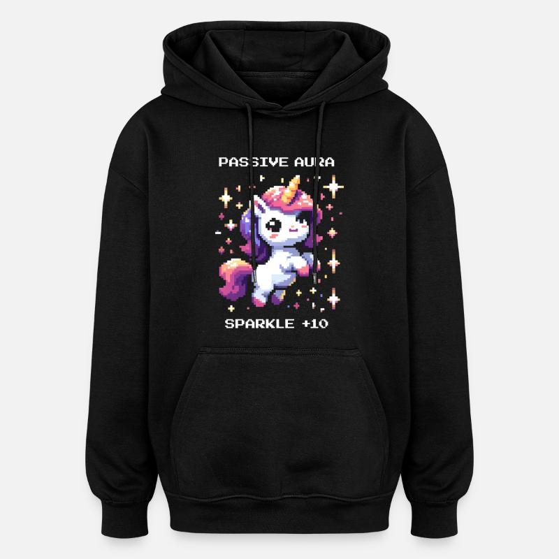 Passive Aura Active | Glitter Bonus - Oversized Unisex Hoodie - black