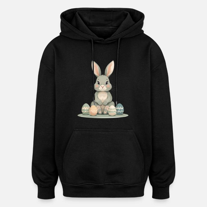 Pastel Bunny Easter Eggs - Oversized Unisex Hoodie - black