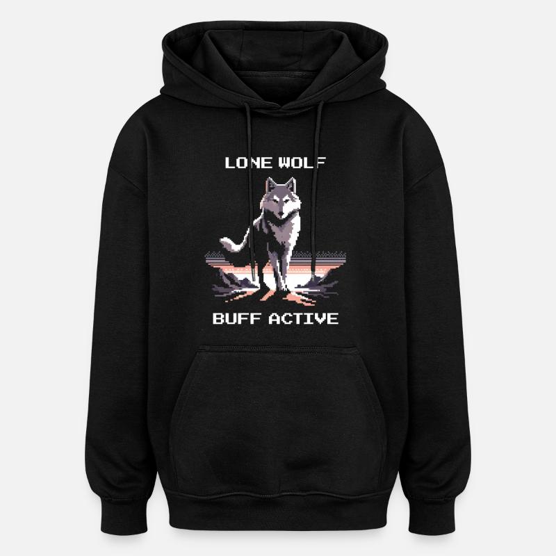 Lone Wolf active | Wolf Power - Oversized Unisex Hoodie - black