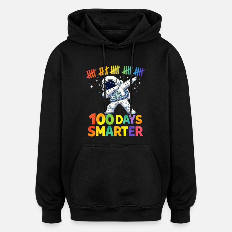 Astronaute 100 jours plus intelligent - Sweat à capuche oversize unisexe - noir