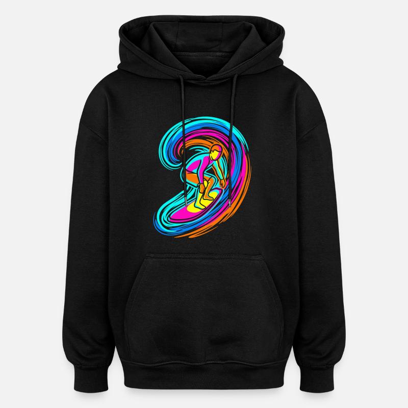 VAGUE SURFER - Sweat à capuche oversize unisexe - noir
