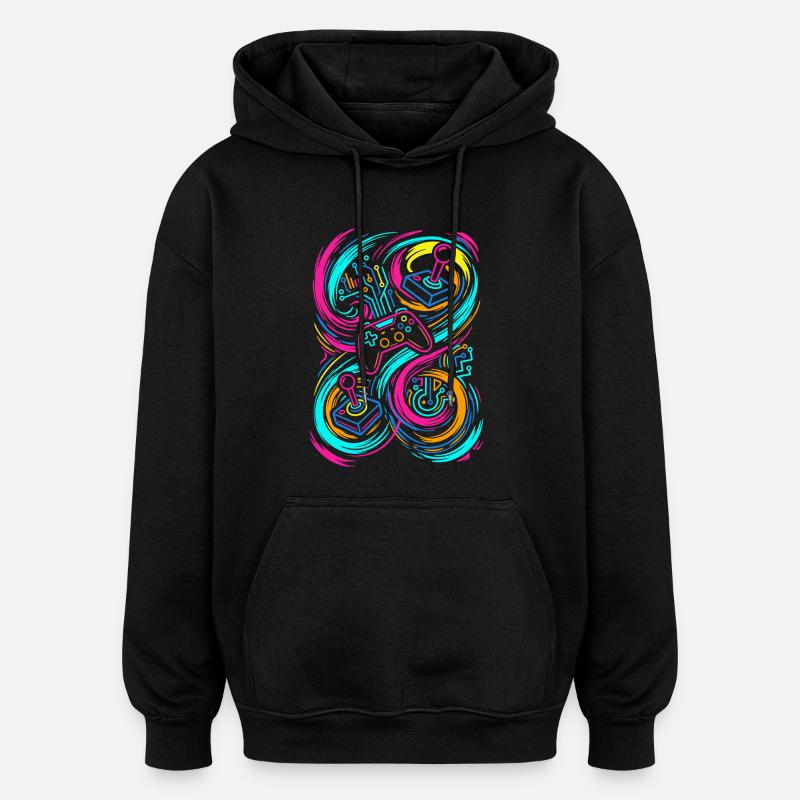 Spillkontroller - Oversized unisex-hettegenser - svart