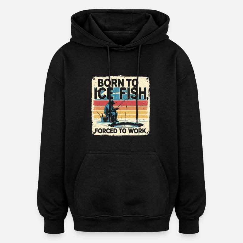 Pêche sur glace - Sweat à capuche oversize unisexe - noir