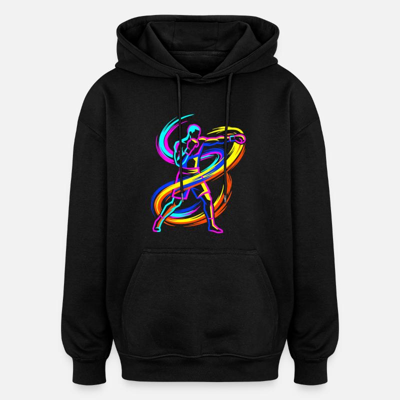 boxe - Sweat à capuche oversize unisexe - noir