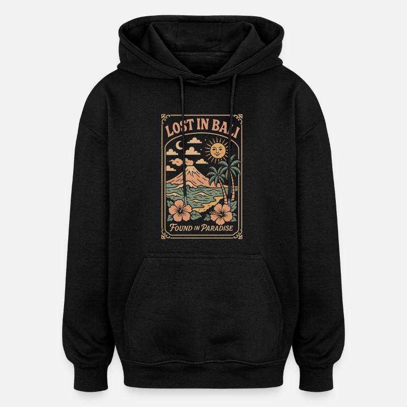 Perdu à Bali, retrouvé au paradis - Sweat à capuche oversize unisexe - noir