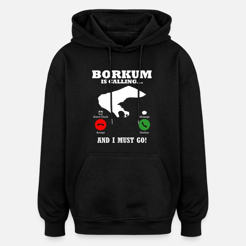 Île Borkum APPELS DRÔLES - Sweat à capuche oversize unisexe - noir